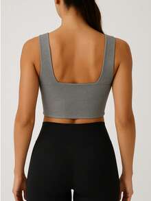 Women's Cropped Top/Blouse In Spandex With Padded Cups, Super Comfortable Neckline, Perfect For Parties, Clubs, Beach, And More. Elegant. - Grey - View 3