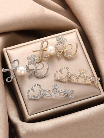 1枚女王字母胸针，时尚优雅女士胸针别针，防滑服装配饰