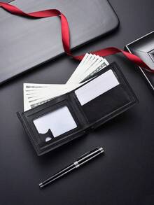 1 Pcs Men's Slim Wallet Genuine Leather Multiple Card Slots Bifold Horizontal Design Minimalist Business Meetings Office Workplace Date Nights Formal Events Travel Abroad Airport Security Hotel Stays Wedding Occasions Job Interviews Client Presentations Conference Attendance Networking Events Dinner Parties Weekend Outings Shopping Trips Commuting To Work  University Campus Graduation Ceremonies Anniversary Dinners Holiday Celebrations Business Trips Vacation Travel Golf Games Country Club Events Theater Visits Restaurant Dining Bar Gatherings Sporting Events Music Concerts Casual Fridays Professional Conferences. - 黑色 - 查看 5