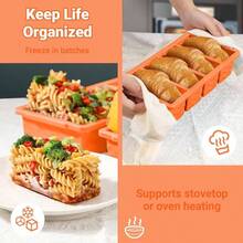 Silicone Freezer Molds Soup With Lid U2013 1 - Cup Soup Container Style Cube Trays Freezer, Meal Prep Food Storage, Freeze 250mL/125mL Portions U2013 2 Pack - 橘色 - 查看 7