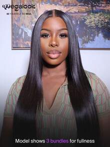 MEGALOOK 10A Silky Straight Human Hair Bundles 10-30 Inch Natural Black 1&3 Bundles Straight Bundles Human Hair Brazilian Remy Weave Hair Extensions - SNatural - View 3
