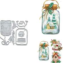 1pc Christmas Drift Bottle Metal Cutting Die - Silvery, DIY Scrapbooking & Card Making Tool For Festive Crafts