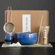 1 pieza/4 piezas/7 piezas Juego de té Matcha con tazón de té verde en polvo cocido en horno japonés, batidor Matcha, cuchara Matcha, cepillo Matcha - Multicolor - Ver 17