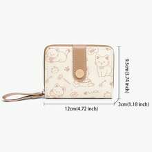 Monederos de gato lindos para mujeres, tarjetero, monederos pequeños con bolsillo para monedas con cremallera, bolsos de mano cuadrados de alta calidad - Marrón - Ver 2