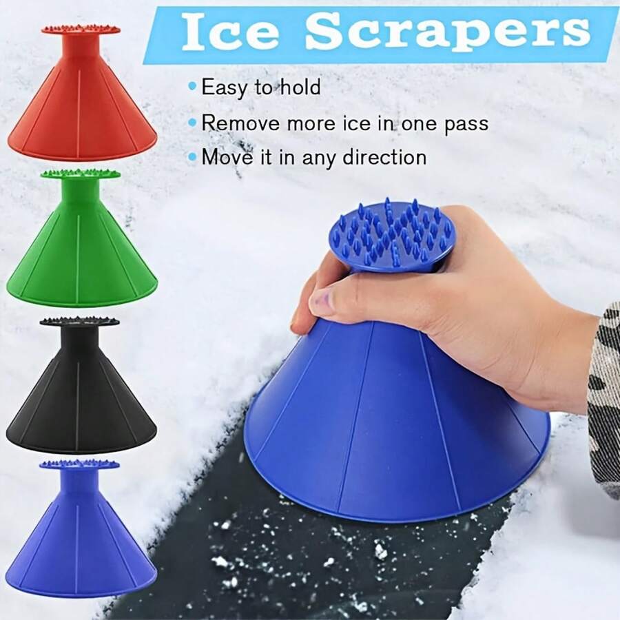 Large Diameter 14cm One-Touch Ice And Snow Shovel - Tapered Tip Winter Car Windshield Cleaning Tool, Equipped With Heavy-Duty Ergonomic Handle And Multi-Color Options, Portable Car Snow Remover, Suitable For Windshields, Car Windows, Glass Surfaces, Essential Car Accessories, Winter Car Supplies, Car Snow Remover, Car Ice Shovel, Winter Car Ice Shovel, Windshield Ice Shovel, Snow Shovel, Car Windshield Ice Remover, Car Snow Cleaning Tool, Windshield Ice Shovel, Car Snow Removal Tool, Car Window Snow Removal