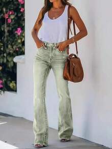 Quần jeans ống loe dáng slim fit ARWY màu bạc phai dành cho nữ, kiểu dáng thanh lịch, phóng khoáng, thích hợp mặc hàng ngày, đi chơi tối, đi nghỉ lễ, Halloween, Phục sinh, và mọi mùa xuân. - Xanh nhạt - Xem 6