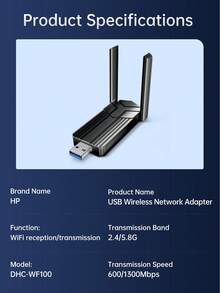 HP WIFI 6 AX300 USB WiFi Wireless Adapter WF100 Network Card 2.4G Wi-Fi Mini Dongle Receiver For PC/Laptop Win7/10/11 Drive Free - WF100 - View 12