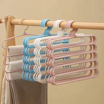Clothes Hangers Trousers Hangers Holders Closet Storage Organizers 5 Layers Pants Towel Scarfs Racks Storage Organization