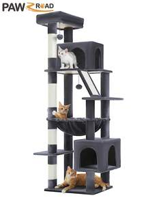 PAWZ Road Cactus Cat Tree 71" For Large Cats Up To 20 Lbs With Super Large Hammock, Sturdy Cat Tower With 4 Sisal Scratching Posts & 2 Spacious Condos For Large Adult Cats - Màu xám đen - Xem 6