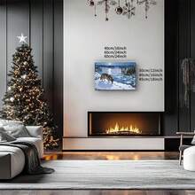 Misterioso arte de pared en lienzo con marco de madera de lobo de montaña de nieve natural de invierno - pintura de escena de lobo de invierno y nieve, enmarcada,últiples tamaños, adecuada para decoración de sala de estar, dormitorio, oficina de tranquilidad y paisaje natural - regalo de Navidad para el hogar - transparente - Ver 5