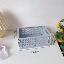 1 Stück Mini faltbare Kunststoff Aufbewahrungsbox, Schreibtisch Organizer für Schüler Schreibwaren, Kosmetik, kleine Artikel, faltbarer Badezimmer Korb - Verschiedenfarbig - Übersicht 12