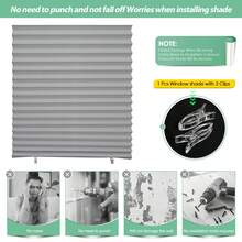 安装简便，无需钻孔，褶皱窗帘，半遮光，适用于卧室、客厅、厨房，2 件装