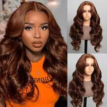 30 Inch Brown Wig 250% Density Chocolate Brown Lace Front Wigs Human Hair Glueless Human Hair Wig 13x4 HD Transparent Body Wave Lace Front Wig Pre Plucked 4# Brown Colored Human Hair Wigs 100% Brazilian Vrigin Lace Frontal Wig Bleached Knots With Baby Hair Christmas Gifts For Women - S4 - 查看 3
