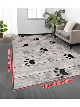 1개 귀여운 애완 동물 발자국이 있는 부드러운 카펫, 부드러운 실내 러그, 미끄럼 방지, 침실 및 거실에 적합