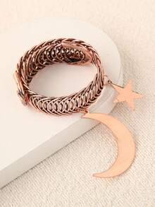 1pc Minimalist Window Curtain Clip, Star & Moon Spring Ring Curtain Tie Back, No Drilling Required - Multicolor - View 6