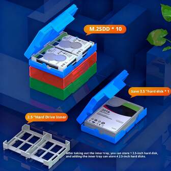 3.5 Inch Hard Shell HDD/SSD Enclosure Case - Durable Plastic Shockproof & Moisture-Resistant Protective Cover With Clear Front & Secure Fit For External Hard Drives & Solid State Drives