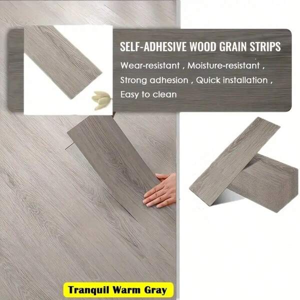 20 pièces Autocollants de sol en bois de 40 x 15 cm/15,75 x 5,91 pouces, planches de revêtement de sol en vinyle effet bois auto-adhésif, carreaux de sol en vinyle autocollants