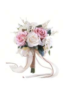 باقات زفاف بوهيمية للعروس والوصيفات، زهور الورد الاصطناعية باللون الوردي الشمبانيا لديكور حفل الزفاف، باقات العروس، ترتيبات زهور الزفاف، ديكورات المنزل والطاولات المركزية، زهور الورد الاصطناعية للرمي في حفل الزفاف المدني، اكسسوارات عيد الحب - وردي - مشاهدة 12