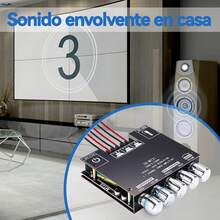 Placa Amplificadora de Potencia de Audio Bluetooth de 2.1 Canales 50W*2 + 100W Bluetooth 5.0 con Control de Agudos y Graves para Cine en Casa con Altavoz Bluetooth de Bricolaje - Negro - Ver 7