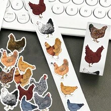 500pcs Cute Cartoon Chicken Sticker Roll - Reusable Self-Adhesive Stickers With 12 Unique Designs, Vibrant Colors, And Irregular Shapes. Suitable For Offices, Schools, Home Decor, Notebooks, Laptop Accessories, Chicken Decorations, Diary Decorations, And Fun Designs.