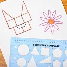 Plantilla de geometría de Learning Advantage Plantilla geométrica resistente para dibujar formas 2D y ángulos de medición incluye regla más una línea numérica con valores negativos - como en la foto - Ver 7