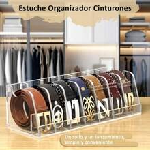 Organizador de Cinturón 7 Compartimentos Soporte de Almacenamiento de Cinturón Acrílico para Clóset Caja de Exhibición para Corbatas Cajón de Cinturón Cosméticos Joyas Estuche Transparente Corbatín - Transparente - Ver 2