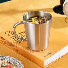 加厚304不鏽鋼杯，雙層防燙，適用於水、咖啡、飲料、茶、牛奶，易於清潔，耐用且防摔，帶手柄方便攜帶，適用於家庭、辦公室、餐廳、快餐店、自助餐廳、飲料店、野餐和戶外活動。 - 1 - 查看 13