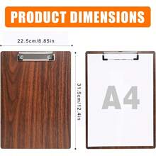 12 Pack A4 Wooden Clipboards with Metal Clip, Hard Writing Board for Office School - A4 - Übersicht 3