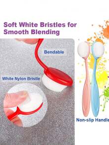 5pcs/Pack Small/ Large Smooth Blending Brushes Soft Drawing Painting Brushes Flat Kit For DIY Cards Making Ink Application Tools When Crafting - Multicolor - View 2