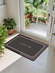 A Silicon Mud Kitchen Mat With Gray-Black Geometric Frame Design, Cushioned Anti-Fatigue And High Fashion Stylish Floor Carpet. It Is A Quick-Drying And Slip-Resistant Kitchen Rug And Carpet, With A Simple Silicon Mud Soft Rubber Mat Design. Suitable For Use In Kitchens, Bathrooms, Entrance Doors, Laundry Rooms, And Other Places. ,Room Decor - Mocha Brown - View 6
