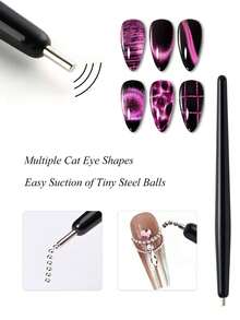 7件套多功能猫眼美甲磁性棒套装 3D猫眼效果绘画磁性凝胶指甲油美甲设计工具套装 适用于美甲沙龙/家庭使用 - 彩色 - 查看 5