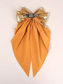 1个金色超大蝴蝶结发夹，优雅闪亮时尚发饰，适合派对、日常、通勤、校园生活等场合，成人女性个性化发饰，爪夹、发夹、发卡 - 金色 - 查看 5