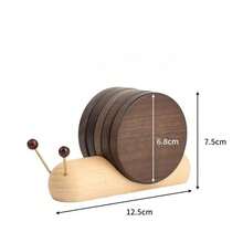 Black Walnut Cartoon Snail Stress Relief Creative Tea Cup Mat, Heat Insulation Coaster For Tea/Coffee Mugs - Multicolor - View 3