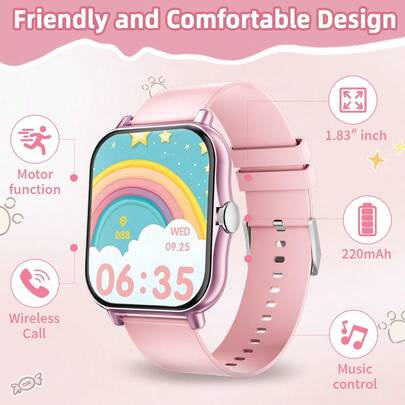 SIMSONLAB 2025 NEW 1.83-Inch HD Full Touch Screen Smart Watch For Kids & Teens, Phone Dialing/Receiving, Pedometer, Calorie Counting, Multiple Sports Modes, Message Reminder & Incoming Call Reminder, Multi-Function Smart Watch, Sporty Smart Watch Compatible With Android/IOS, Holiday Gift