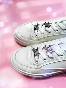 6pcs Casual Sports Sneaker DIY Shoelace Decorative Clips, Removable Fashion Metal Rhinestone Shoe Charms, Cute Lightning, Star, Moon Decor Clips - Multicolor - View 2