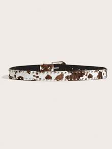 1pc Women's Western Cowgirl Style Snap Buckle Milk Texture Rivet Belt, Suitable For Daily Wear - Multicolor - View 3