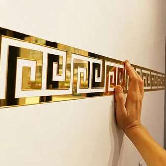 20 st. 5 cm/10 cm självhäftande spegelklistermärken, praktiska för konstnärlig väggdekor i hemmet, rummet, avtagbara och återanvändbara för kontor, vardagsrum, badrum, kök, sovrum, skåpkanter och fönster, guld/silver/svart akrylspegelväggdekaler, asymmetriskt geometriskt mönster, avtagbara klistermärken, fönsterbakstycke, med klassiska grekiska designelement, gör-det-själv-spegelväggdekor