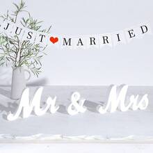 Mr And Mrs Sign For Wedding Table,Large White Mr And Mrs Sign,Wooden Letters,Mr & Miss Sign With Just Married Banner Wedding Decorations For Anniversary, Valentine's Day Decor, Wedding Decor, House Decor, Bedroom Decor, Kitchen Decor, Bathroom Decor - Multicolor - View 12