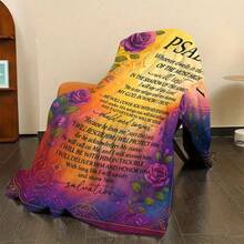 Psalm 91 Floral Rose Flannel Throw Blanket, Inspirational Scripture Verse Soft Cozy Blanket, Vibrant Orange Purple Gradient Decorative Throw Blanket, Lightweight Warm Fleece Blanket, All Season Comfort Blanket, Christian Faith Throw Blanket, Religious Inspirational Blanket, Floral Print Throw Blanket, Sofa Bed Couch Throw Blanket, Machine Washable Polyester Blanket, Home Decor Blanket, Uplifting Religious Gift Blanket, Christian Home Decor Throw Blanket, Scripture Quote Throw Blanket, Floral Border Cozy Blanket, Daily Use Throw Blanket, Soft Flannel Blanket For Home, Inspirational Faith Blanket, Floral Christian Throw Blanket, Religious Comfort Blanket. - 彩色 - 查看 5