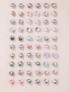 60pcs Sanrio Kumakuma Cat Earring Set, Fashion Casual Cute Earrings For Girls - Multicolor - View 10