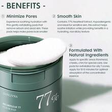 Almofadas de Limpeza Facial de Algodão Suavemente Esfoliantes Toner Heartleaf 77. Hidratante Cuidado de Pele Coreano com PHA e Centella. Não Comedogênico, Ideal para Pele Sensível. A sua alternativa perfeita de almofada zero poros para uma experiência de cuidados com a pele impecável. - 160mL - Visão 4