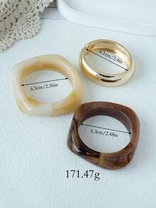 LADYCOCO Bộ 3 vòng tay nhựa acrylic dày dặn kiểu cổ điển, phối hợp với khóa cài bằng hợp kim kẽm mạ vàng, thích hợp cho tiệc tùng và sử dụng hàng ngày (Có thể có sự khác biệt nhỏ giữa ảnh sản phẩm và sản phẩm thực tế) (Vui lòng tham khảo bảng kích thước trong phần chi tiết để chọn kích thước phù hợp với cánh tay của bạn) - Nhiều màu P - Xem 5