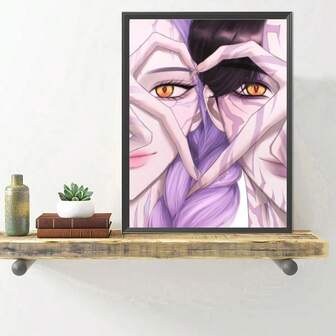 Kit de pintura de diamantes 5D, Amantes de cazadores de demonios de anime, kit de pintura de diamantes 5D cuadrados completos con mosaico de piedras preciosas artificiales, suministros de pintura para principiantes, pintura de diamantes hecha a mano con gemas para decoración de pared del hogar y regalo