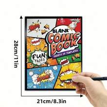 一套空白漫画书，适合青少年和成人：24页空白页，带有预绘制的分镜、模板、对话框和字体指南 - DIY你的故事创作，漫画制作工具，艺术用品，非常适合有志成为艺术家和漫画创作者的朋友。 - 彩色 - 查看 7