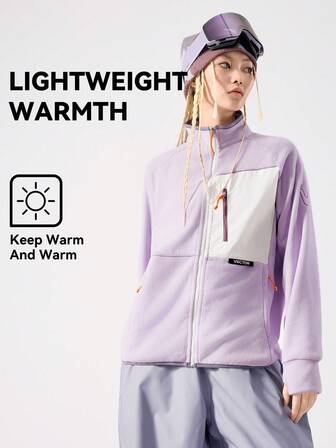 VECTOR MOTION Nuovo cardigan in pile da esterno con colori a contrasto, unisex, fodera per giacca da sci, antivento, caldo, traspirante, leggero, confortevole, adatto per sci singolo/doppio