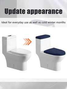 纯色马桶盖套，弹力两件套马桶水箱盖，防尘装饰马桶配件，适合所有季节浴室装饰，秋季装饰 - 彩色 - 查看 3