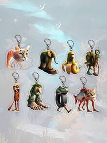 Funny Abstract Acrylic Keychain, Quirky Keyring, Tralalero Tralala, Doo Doo Doo, Tahur, Amusing Italian Shark Keychain - Multicolor - View 1