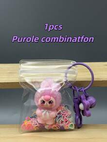 1pc Latest KEYCEO Bunny Doll Series PVC Decorative Collectible Doll, Featuring Exquisite Sakura-Shaped Keychain, Transparent Protective Pouch, And Glitter Accent Design, Portable And Suitable As New Year, Thanksgiving, Christmas, Or Other Holiday Limited Edition Gift, Party Favor, Or Gathering Giveaway - Multicolor - View 10