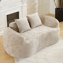 YOGLAD Curve Modular 2-Seater Chenille Sofa, Compressed Boneless Couch, Deep Seat Cloud Couch With Soft Sponge & Spring Filling, Modern Loveseat For Small Apartment, Modern Living Room Sofa, No Assembly Required - 淺卡其色 - 查看 5