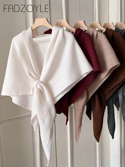 FADZOYLE 1 pezzo Scialle monocromatico, copricapo hijab per tutte le stagioni autunno inverno, caldo, lavorato a maglia, annodato, mantella, sciarpa triangolare morbida, elegante, adatto per uso quotidiano, abiti da sera, viaggi, ufficio, matrimoni e come accessorio regalo